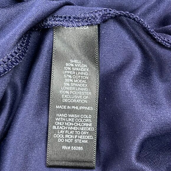 Express Women's Sheath Dress Size 4 Navy Blue Floral Lace Mock Neck Short Sleeve - Picture 12 of 12